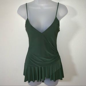 Hunter Green Gathered Waist Spaghetti Strap Camisole by Forever 21 - Sz. S